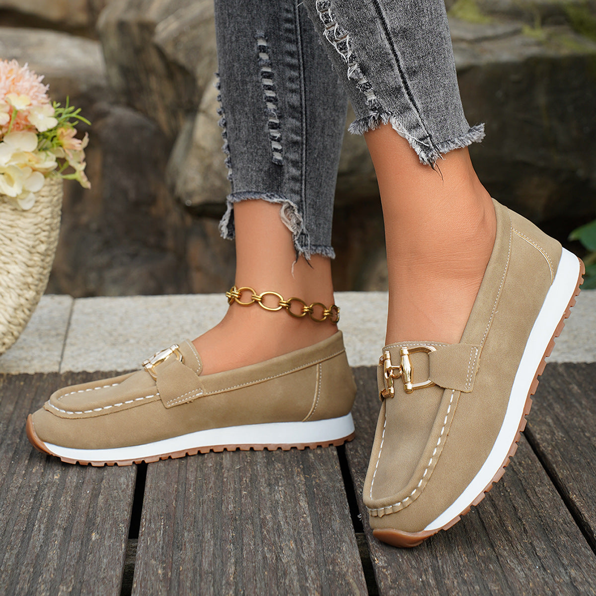 MilaSoft Khaki Moccasins