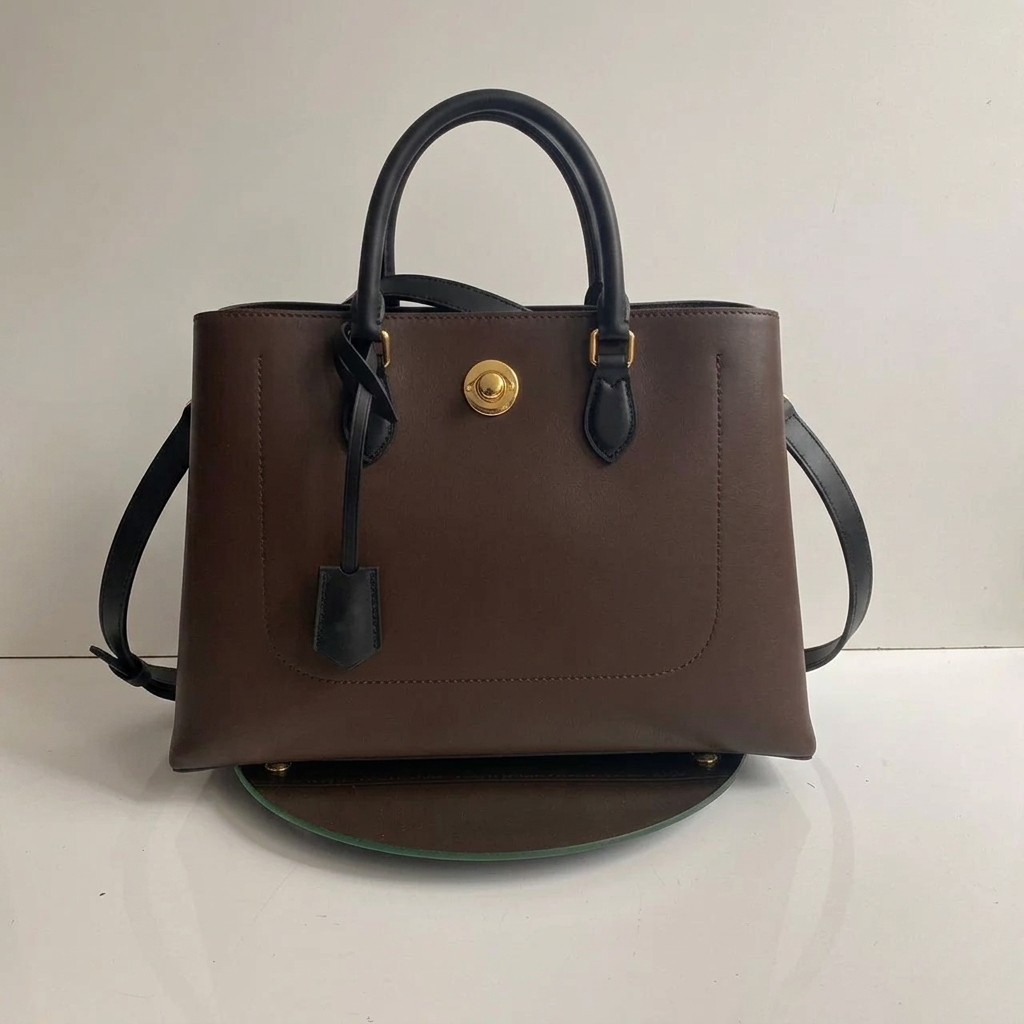 Floral Embossed Brown Tote Bag