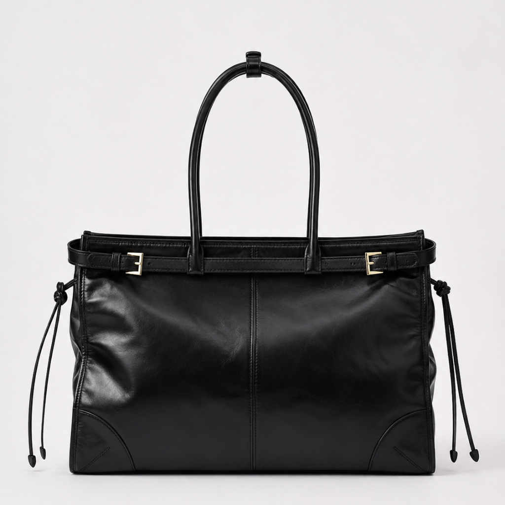 Structured Black Leather Handbag