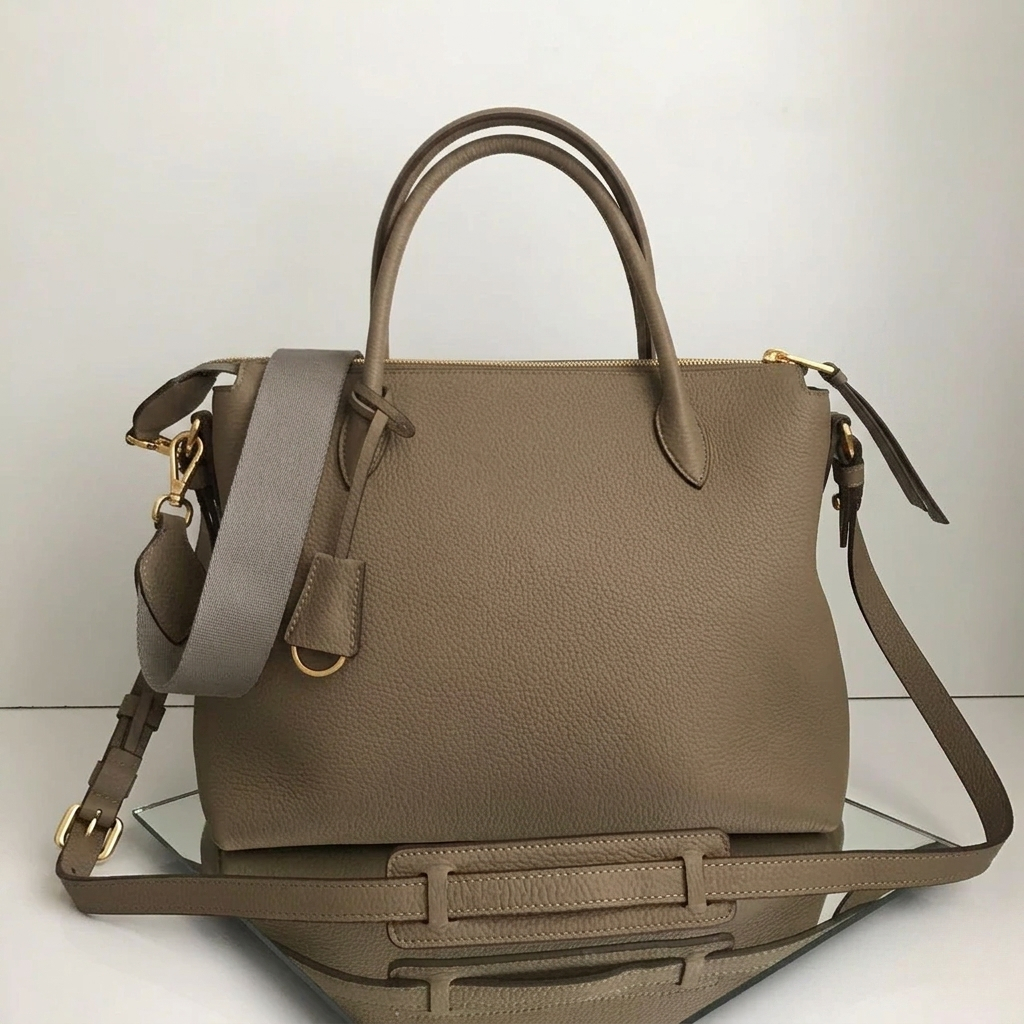 Classic Beige Leather Handbag