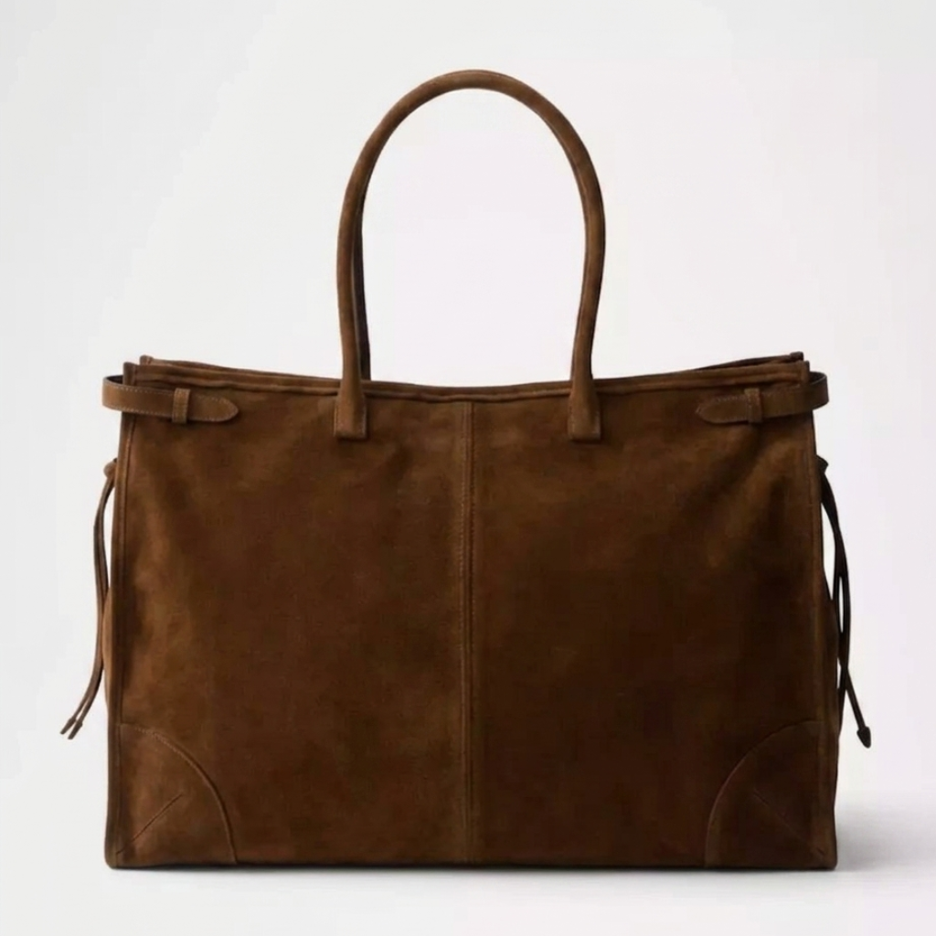 Brown Suede Tote Bag