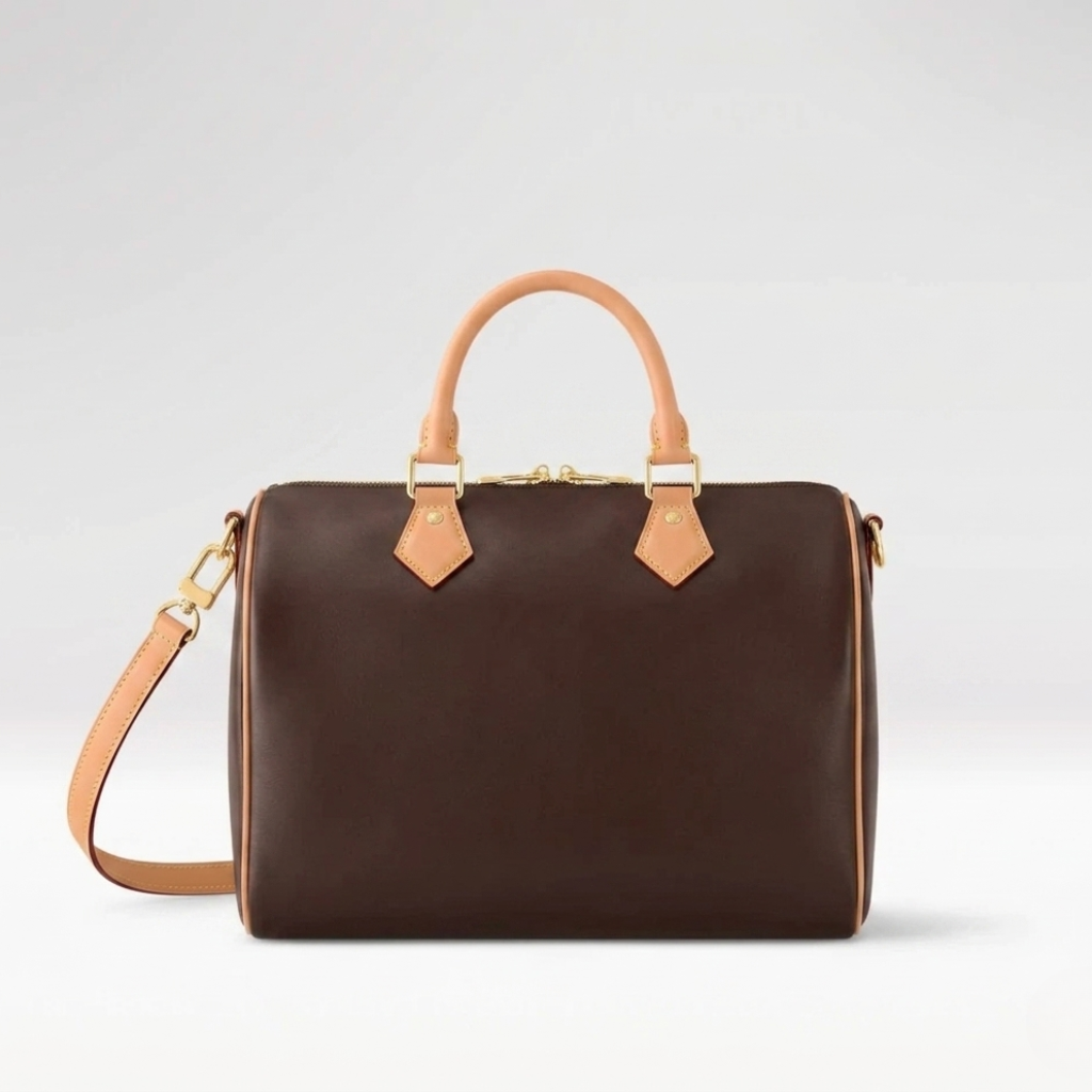 Soft Structured Top Handle Bag Brown