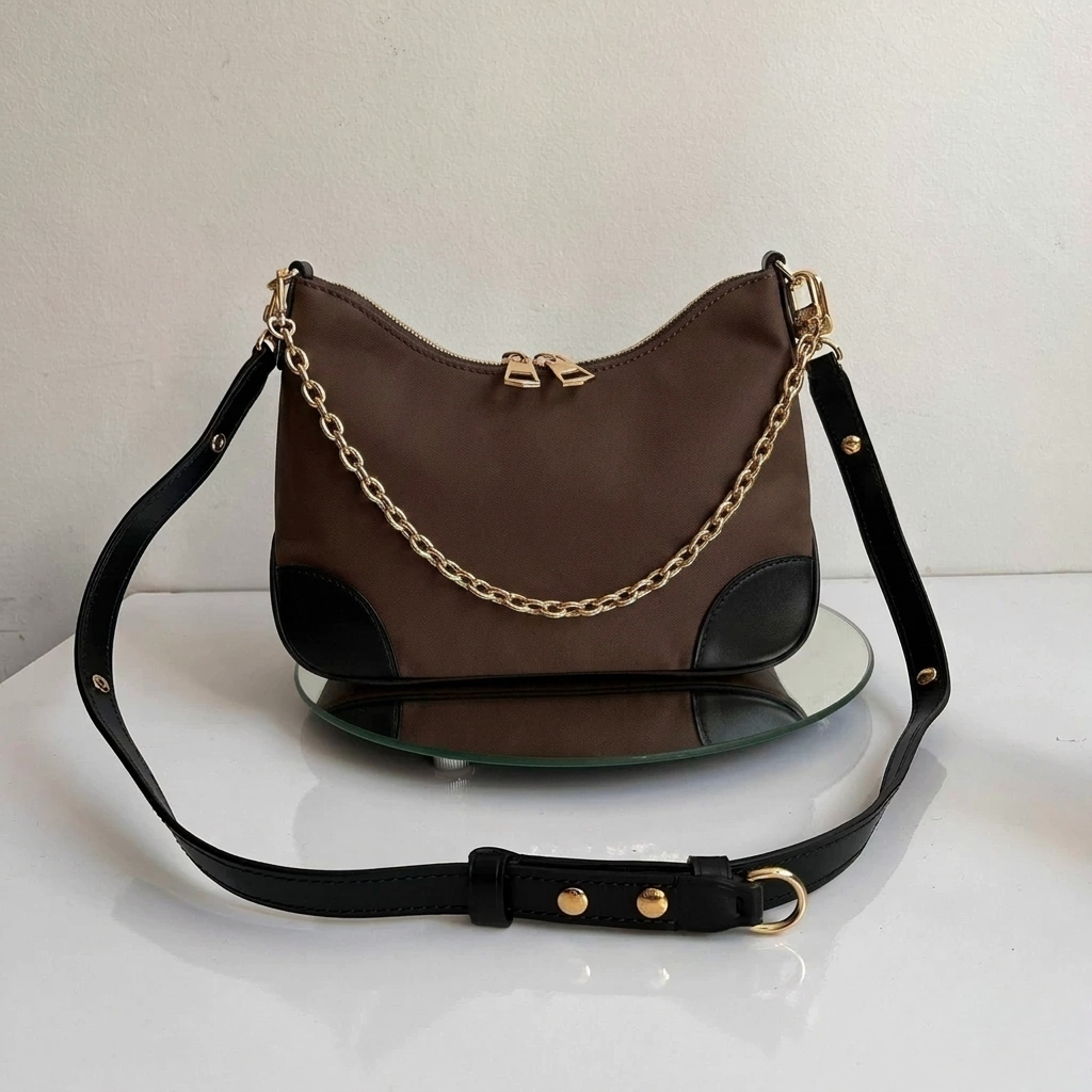 Monogrammed Classic Shoulder Bag Brown