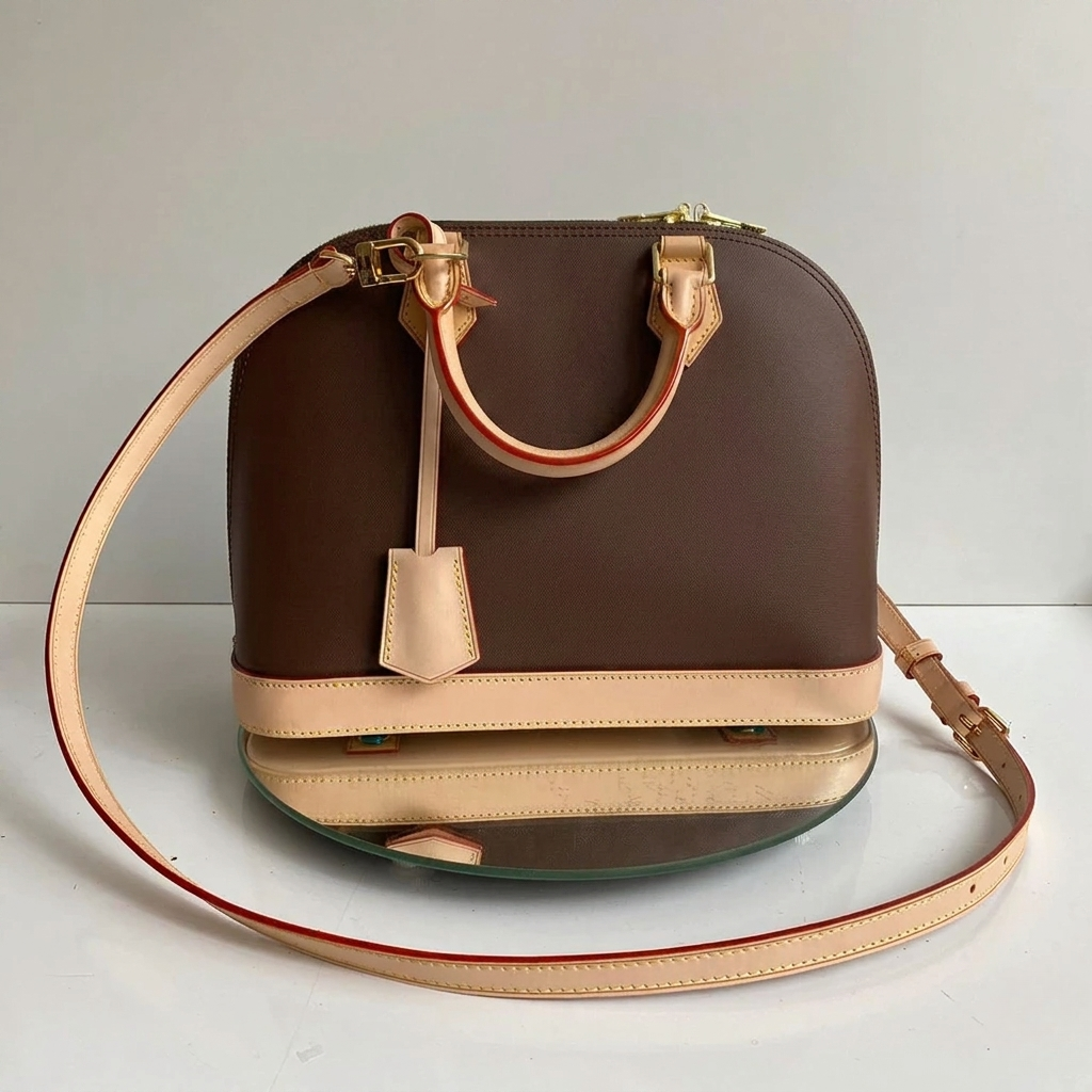 Round Micro Crossbody Bag Brown and Gold