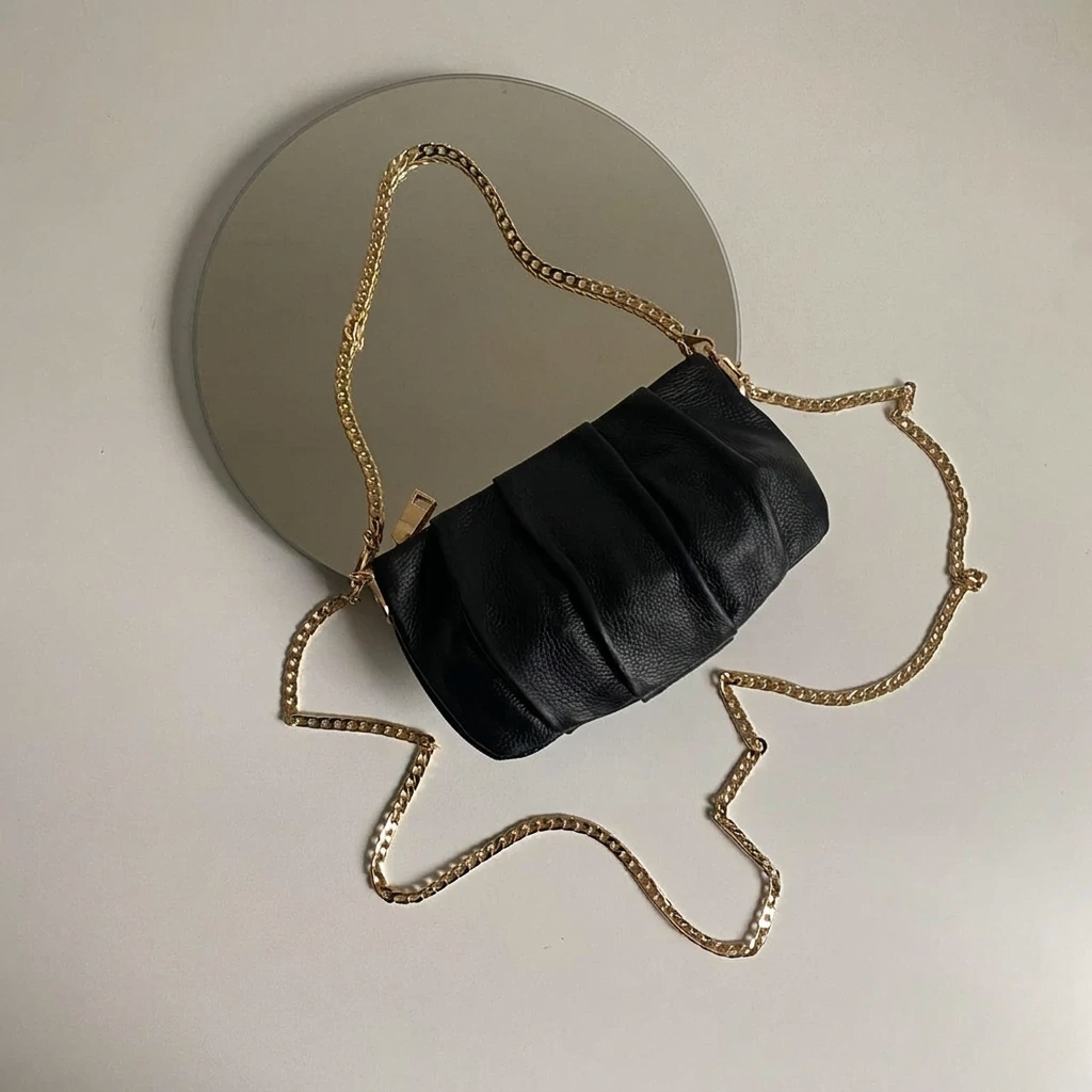 Round Mini Black Crossbody Bag