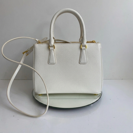 White Textured Leather Handbag