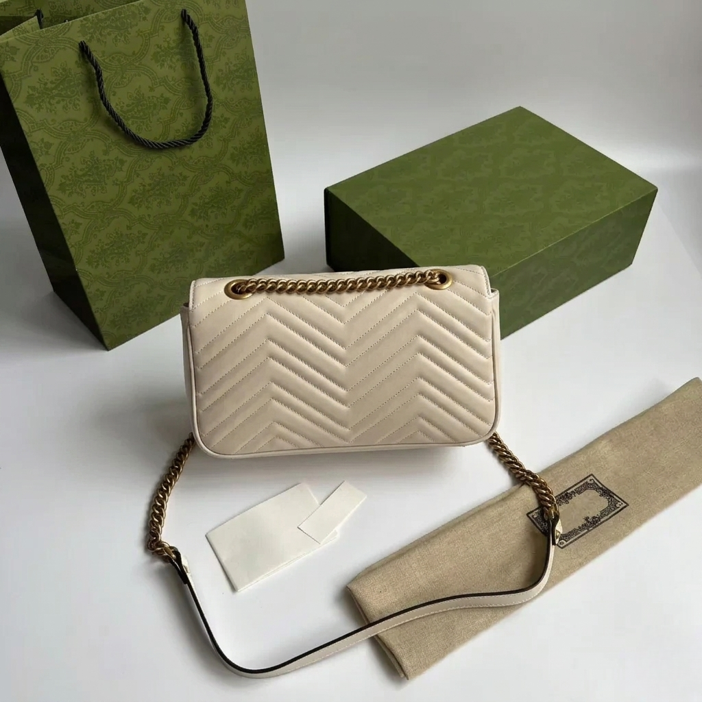 Small Chevron Quilted Bag Beige
