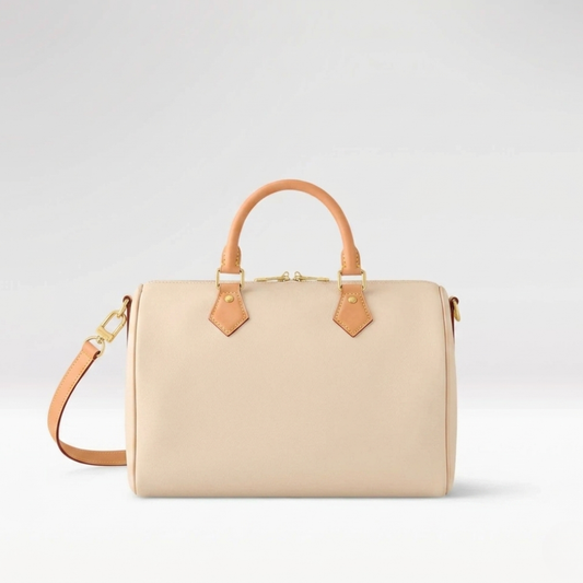Minimalist White and Pink Top Handle Bag
