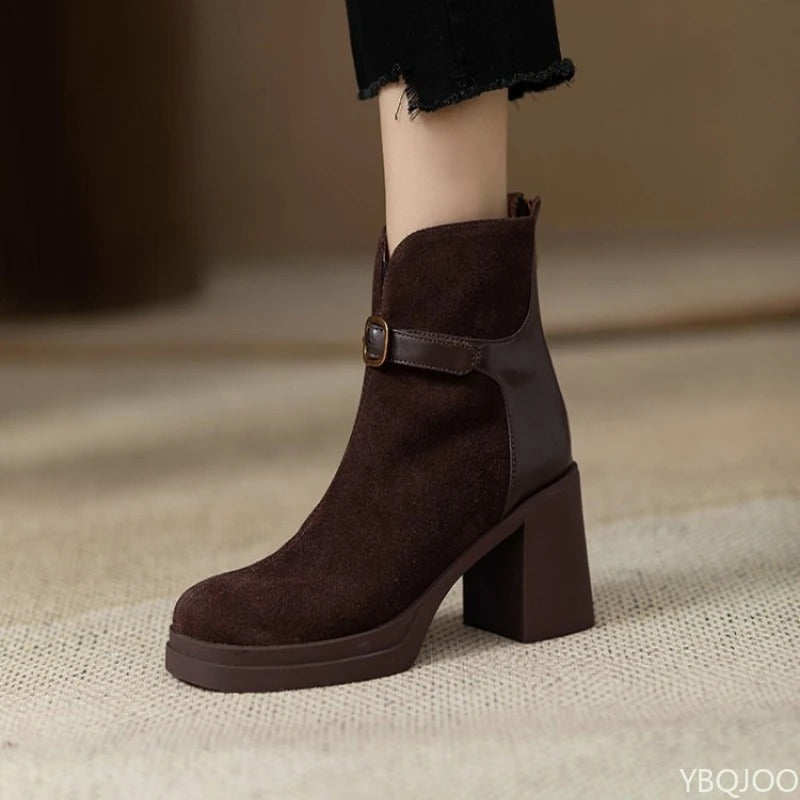Fashionable versatile thick sole thick heel women boots