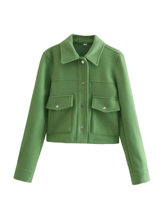 Jackets For Womens Autumn Fashion Solid Front Pockets