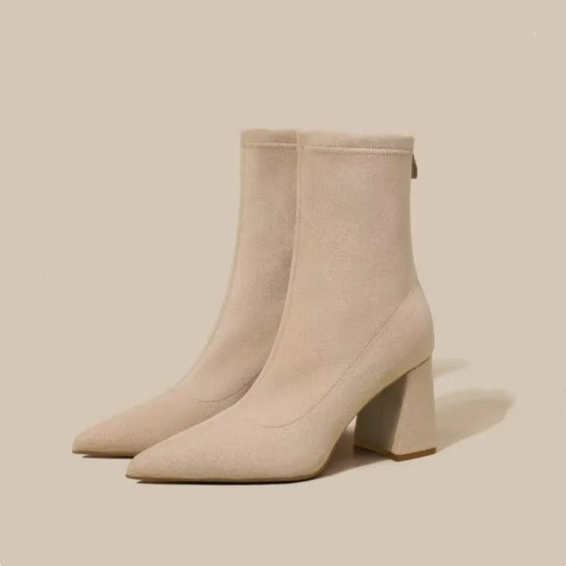 Winter Pointed Suede Comfortable Square Heel Casual Work Boots