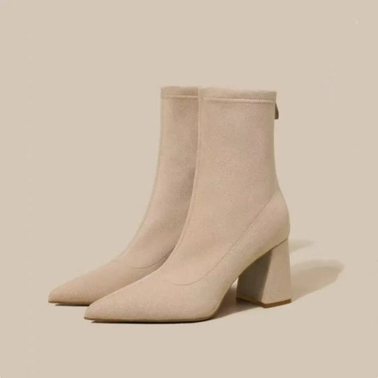 Winter Pointed Suede Comfortable Square Heel Casual Work Boots