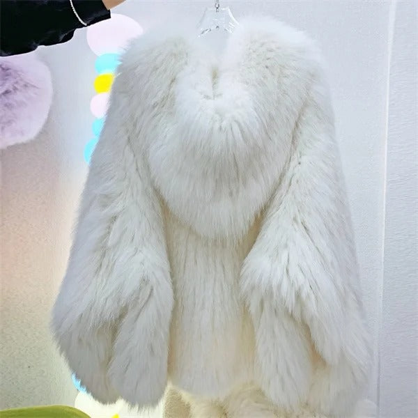 Fox Fur Coat Women's Winter Fashion Warm 100% Fox